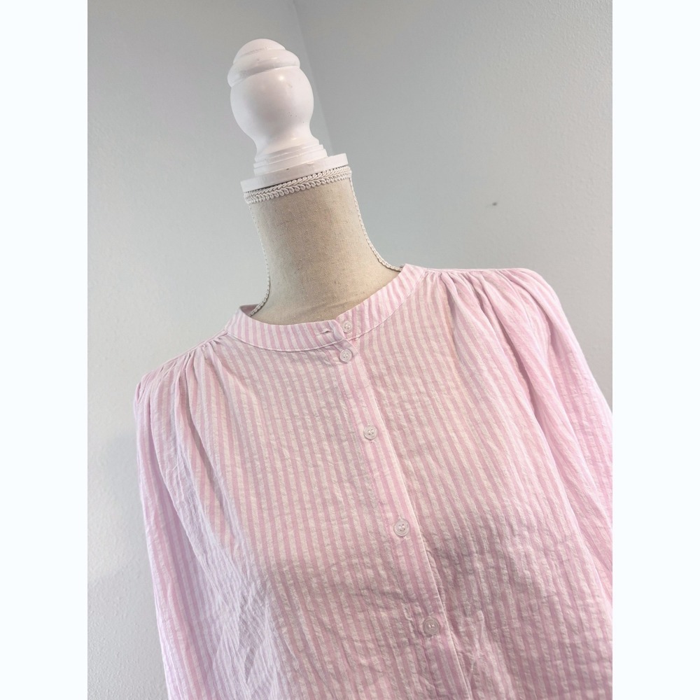 Altar'd State Linda Puff Sleeve Button Up Top Balloon Sleeve Coquette Barbie - Picture 4 of 9